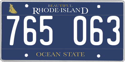 RI license plate 765063