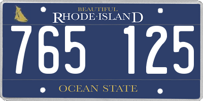 RI license plate 765125