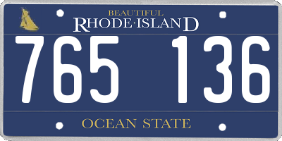 RI license plate 765136