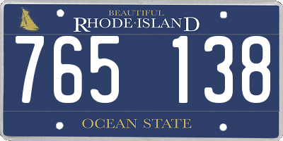 RI license plate 765138