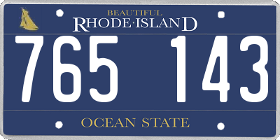 RI license plate 765143