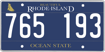 RI license plate 765193
