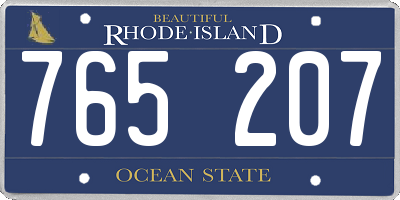 RI license plate 765207