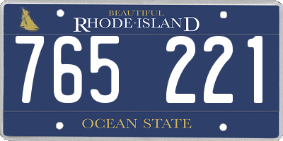 RI license plate 765221