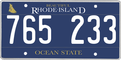 RI license plate 765233
