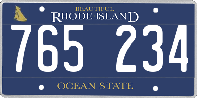 RI license plate 765234