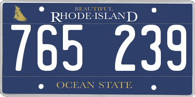 RI license plate 765239