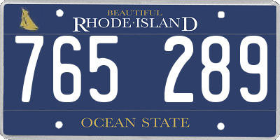 RI license plate 765289