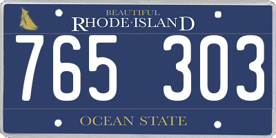 RI license plate 765303