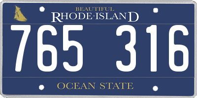 RI license plate 765316