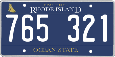 RI license plate 765321