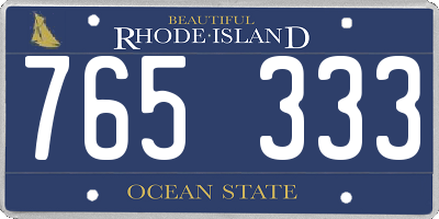RI license plate 765333