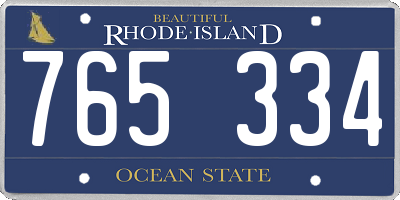 RI license plate 765334