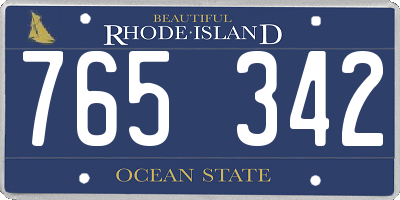 RI license plate 765342