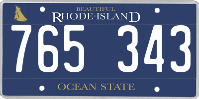 RI license plate 765343