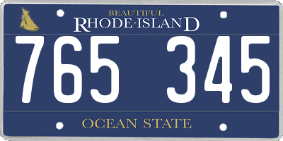 RI license plate 765345