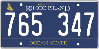 RI license plate 765347