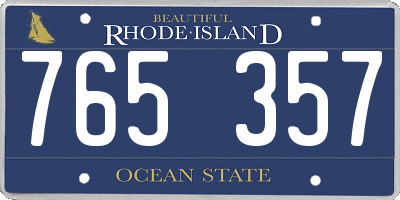 RI license plate 765357