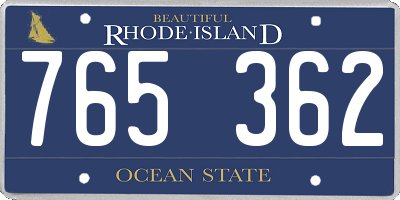 RI license plate 765362