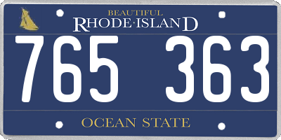 RI license plate 765363