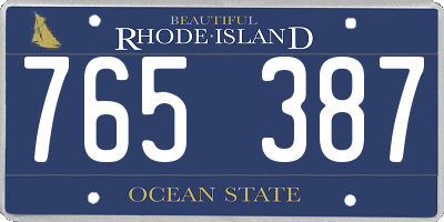 RI license plate 765387