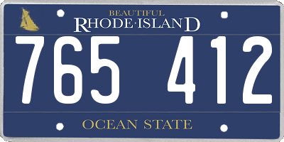 RI license plate 765412