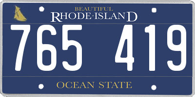 RI license plate 765419