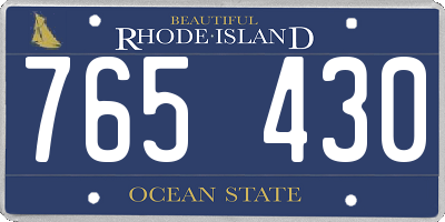 RI license plate 765430