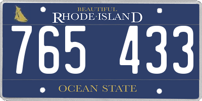 RI license plate 765433