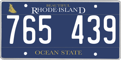 RI license plate 765439