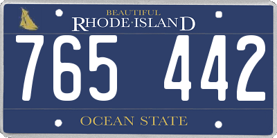 RI license plate 765442