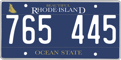 RI license plate 765445