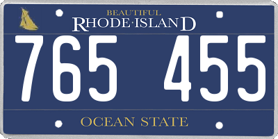 RI license plate 765455