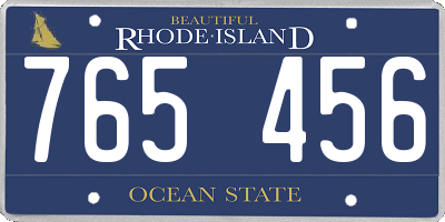 RI license plate 765456