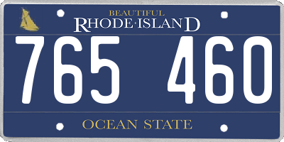 RI license plate 765460