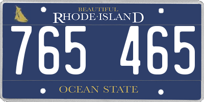 RI license plate 765465