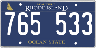 RI license plate 765533