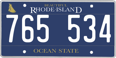 RI license plate 765534