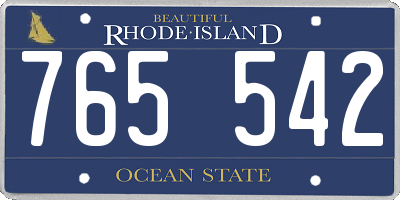 RI license plate 765542