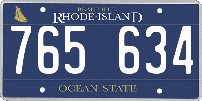 RI license plate 765634