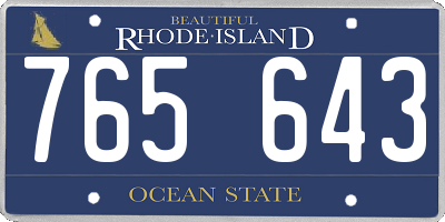 RI license plate 765643