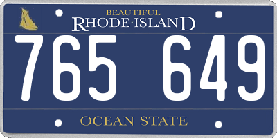 RI license plate 765649