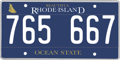 RI license plate 765667