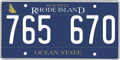 RI license plate 765670
