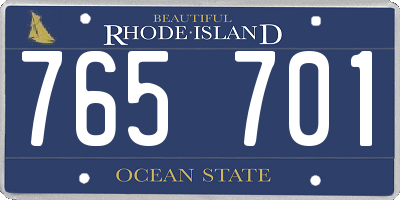 RI license plate 765701