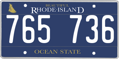 RI license plate 765736