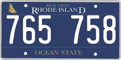 RI license plate 765758