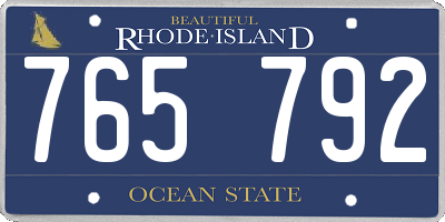 RI license plate 765792