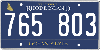 RI license plate 765803