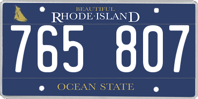 RI license plate 765807